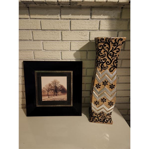 Large Vase & Framed Woodland Print