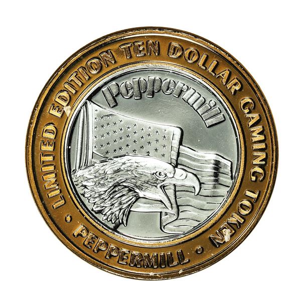 .999 Silver Peppermill Hotel Casino Reno, NV $10 Casino Limited Edition Gaming Token