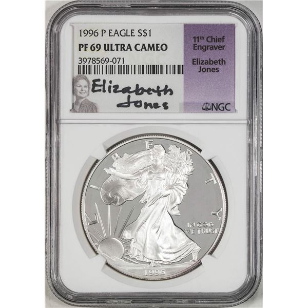 1996-P $1 Proof American Silver Eagle Coin NGC PF69 Ultra Cameo E. Jones Signature