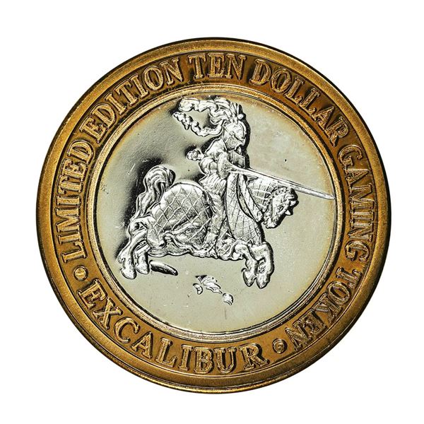 .999 Fine Silver Excalibur Las Vegas, Nevada $10 Limited Edition Gaming Token