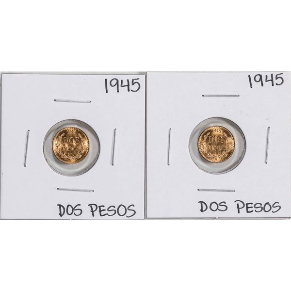 Lot of (2) 1945 Mexico Dos Pesos Gold Coins