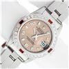 Image 2 : Rolex Ladies Stainless Steel Salmon Arabic Diamond and Ruby Datejust Wristwatch