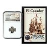 Image 1 : El Cazador Shipwreck (1772-83) Mexico 1/2 Real Silver Coin NGC Genuine w/ Story Card