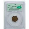 Image 1 : 1955 Doubled Die Lincoln Wheat Cent Coin PCGS MS62BN CAC Old Green Holder