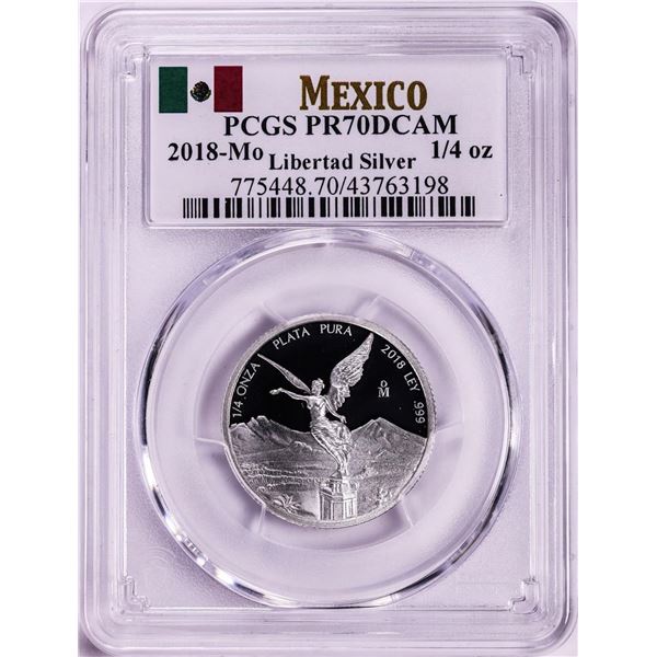 2018-Mo Mexico Proof 1/4 oz Silver Libertad Coin PCGS PR70DCAM