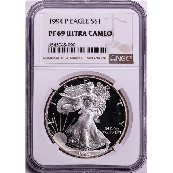 1994-P $1 Proof American Silver Eagle Coin NGC PF69 Ultra Cameo