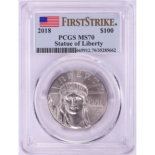 2018 $100 American Platinum Eagle Coin PCGS MS70 First Strike