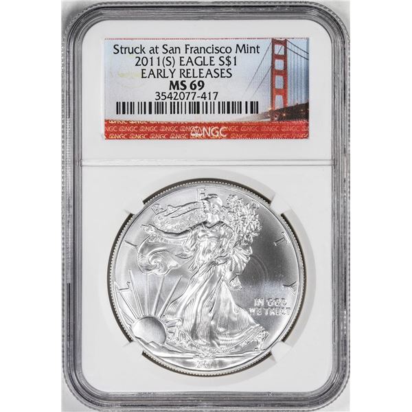 2011-(S) $1 American Silver Eagle Coin NGC MS69 Early Releases San Francisco Mint