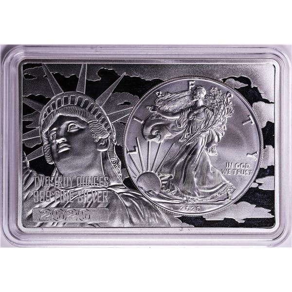2020 $1 American Silver Eagle Coin & 2oz Silver Bar Set