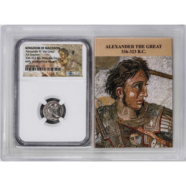 Kingdom of Macedon Alexander III 336-323 BC AR Drachm Ancient Coin NGC F Story Box