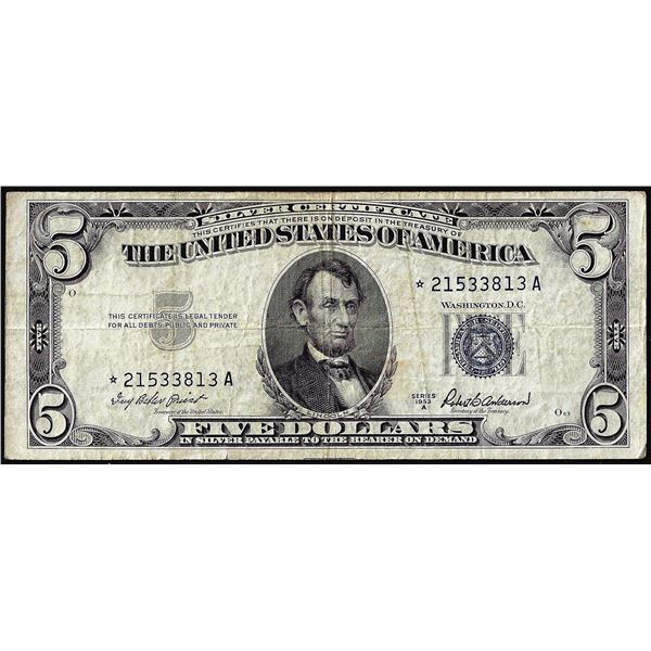 1953A $5 Silver Certificate Star Note