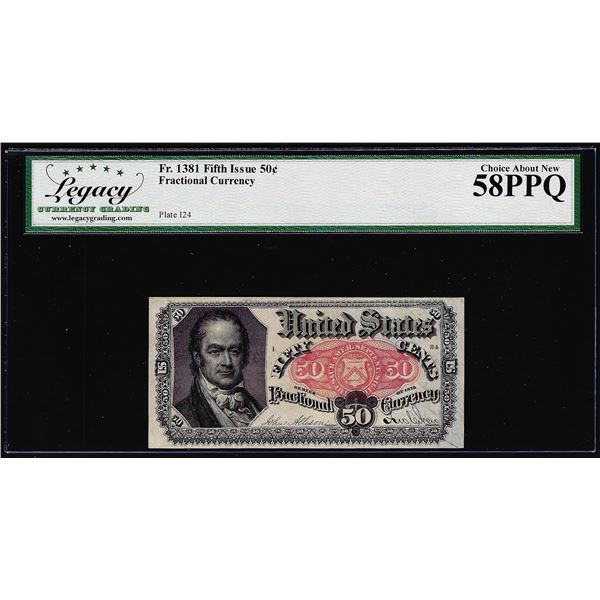 1875 Fifth Issue 50 Cent Fractional Currency Note Fr.1381 Legacy Choice About New 58PPQ