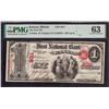 Image 1 : Original $1 The First National Bank Kansas, IL CH# 2854 Note PMG Ch. Uncirculated 63
