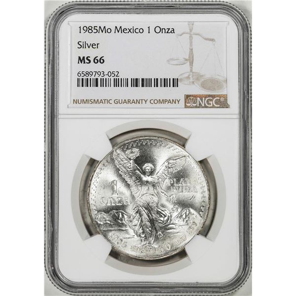 1985Mo Mexico 1 Onza Libertad Silver Coin NGC MS66