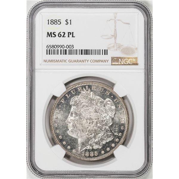 1885 $1 Morgan Silver Dollar Coin NGC MS62PL
