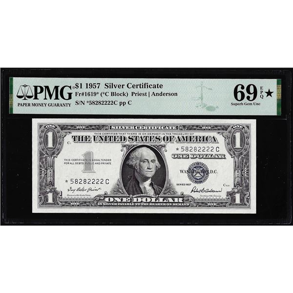 1957 $1 Silver Certificate Star Note Fr.1619* PMG Superb Gem Uncirculated 69EPQ STAR