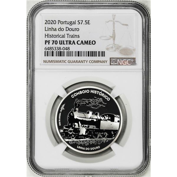 2020 Portugal 7.5 Euros Ibero Historic Train Proof Silver Coin NGC PF70 Ultra Cameo