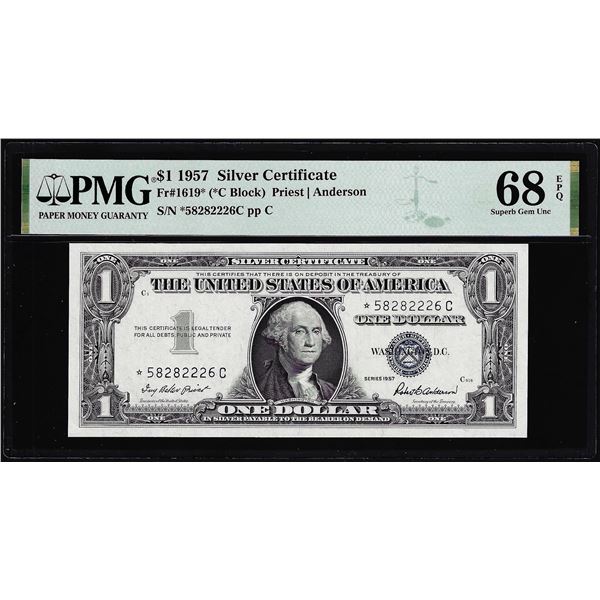 1957 $1 Silver Certificate Star Note Fr.1619* PMG Superb Gem Uncirculated 68EPQ