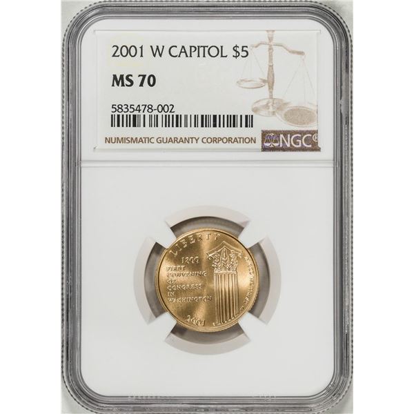 2001-W $5 Capitol Visitor Center Commemorative Gold Coin NGC MS70