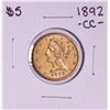 Image 1 : 1892-CC $5 Liberty Head Half Eagle Gold Coin