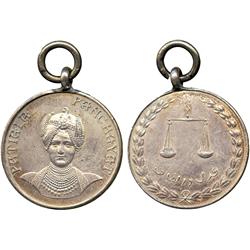 WORLD COINS. INDIA. Medals. Patiala, Silver Panchayat Medal, obv bust of ruler facing, rev