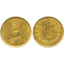 WORLD COINS. PERSIA. Nasredin (1848-1896), Gold Toman, no obverse legend, 1297 AH, 2.88g (