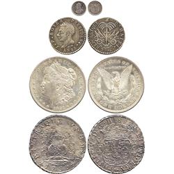 WORLD COINS. UNITED STATES OF AMERICA. Crown-sized Silver Coins (8), including Mexico 8-Re