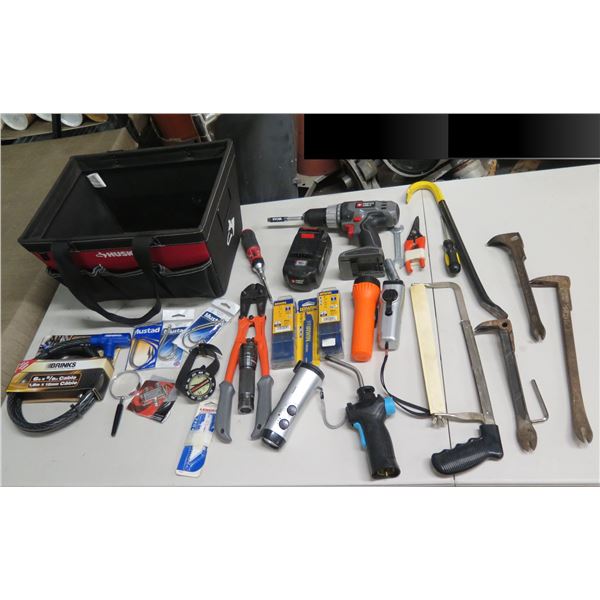 Misc Tools Hand Saws, Crowbars, Porter Cable Drill, Cutters