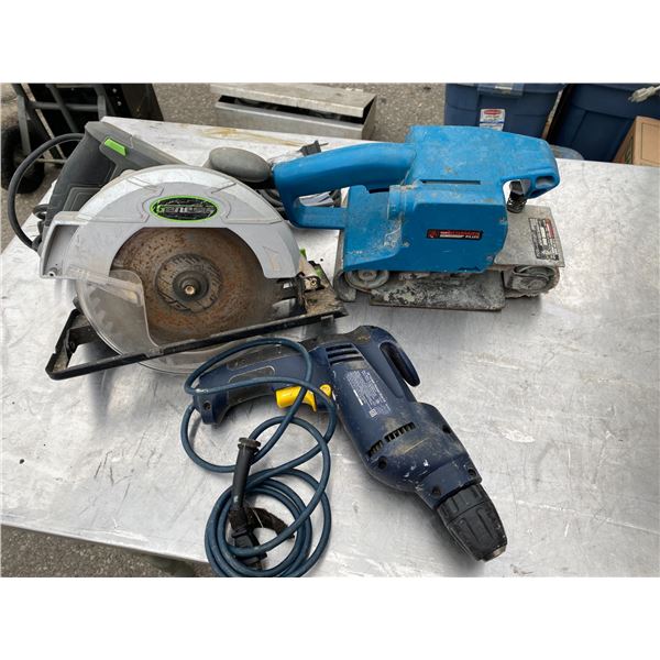 Sander, skill saw and drill