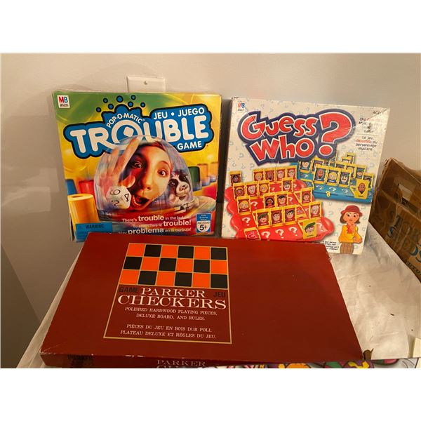 Trouble, guess who and checkers