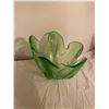 Green glass decor bowl 7  inches tall