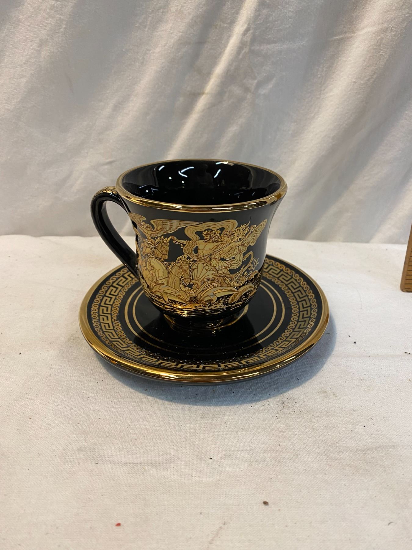 Tea cup and saucer hand made in Greece in 24k gold