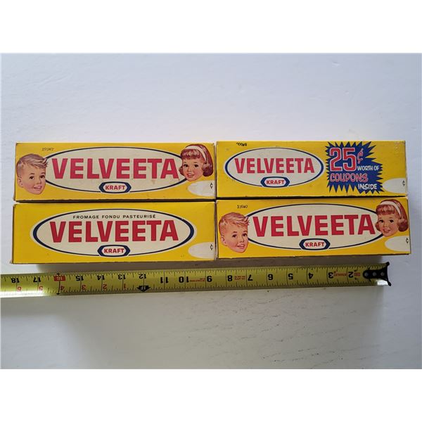 LOT OF 4 MID CENTURY CARDBOARD VELVEETA BOXES. GOOD CONDITION