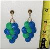 Image 1 : VINTAGE PLASTIC DANGLE BLUE AND GREEN EARRINGS