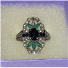 Image 1 : BEAUTIFUL SAPPHIRE AND EMEERALD 925 SILVER ESTATE RING
