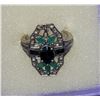 Image 2 : BEAUTIFUL SAPPHIRE AND EMEERALD 925 SILVER ESTATE RING