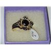 Image 1 : STUNNING GOLD TONE BLACK DIAMOND RING