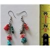 Image 1 : CORAL AND TURQUOISE COLOURED DANGLE EARRINGS