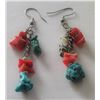 Image 2 : CORAL AND TURQUOISE COLOURED DANGLE EARRINGS