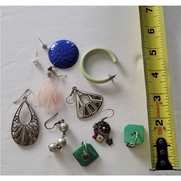 LOT OF MIX MATCH EARRINGS ONE IS STERLING SILVER