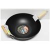 Image 1 : NEW 35CM NON-STICK CARBON STEEL WOK W/ 2 HANDLES