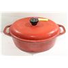 Image 1 : RED CAST IRON CASSEROLE DISH WITH LID