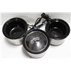 Image 2 : THREE DIPPING SAUCE STEEL FINISH CROCK POTS W/ LID