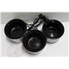 Image 3 : THREE DIPPING SAUCE STEEL FINISH CROCK POTS W/ LID