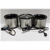 Image 4 : THREE DIPPING SAUCE STEEL FINISH CROCK POTS W/ LID