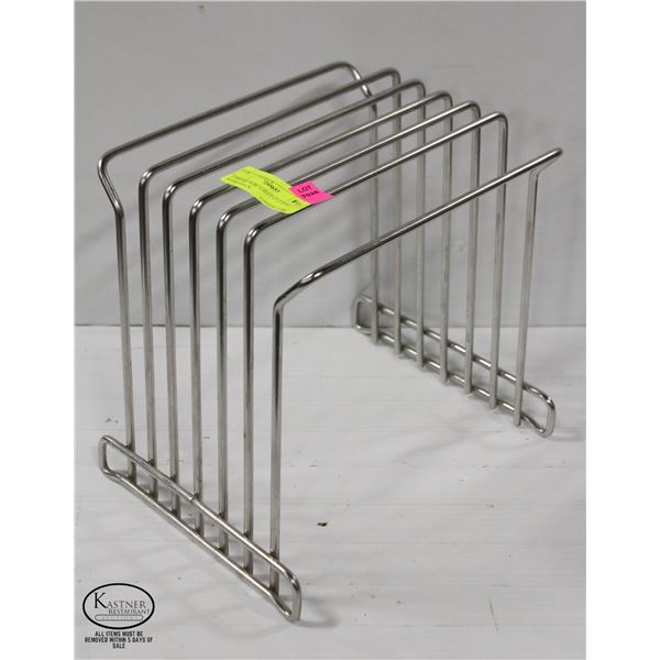 CHROME WIRE 6-SLOT CUTTING BOARD RACK