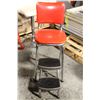 Image 1 : PADDED RED VINYL CHAIR W/ FOLD OUT STEPS