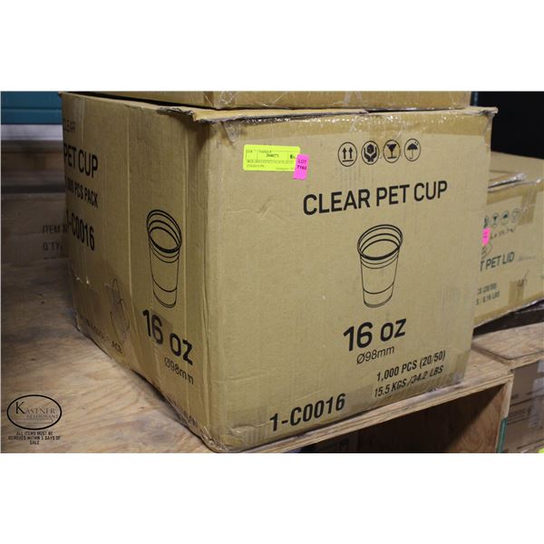 BOX (800 COUNT) 16 OZ PLASTIC COLD CUPS.