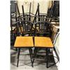 6 REVOLVING WOOD & METAL BAR HEIGHT CHAIRS