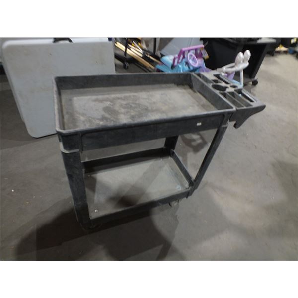 Plastic Cart On Wheels & Plastic Storage Shelf